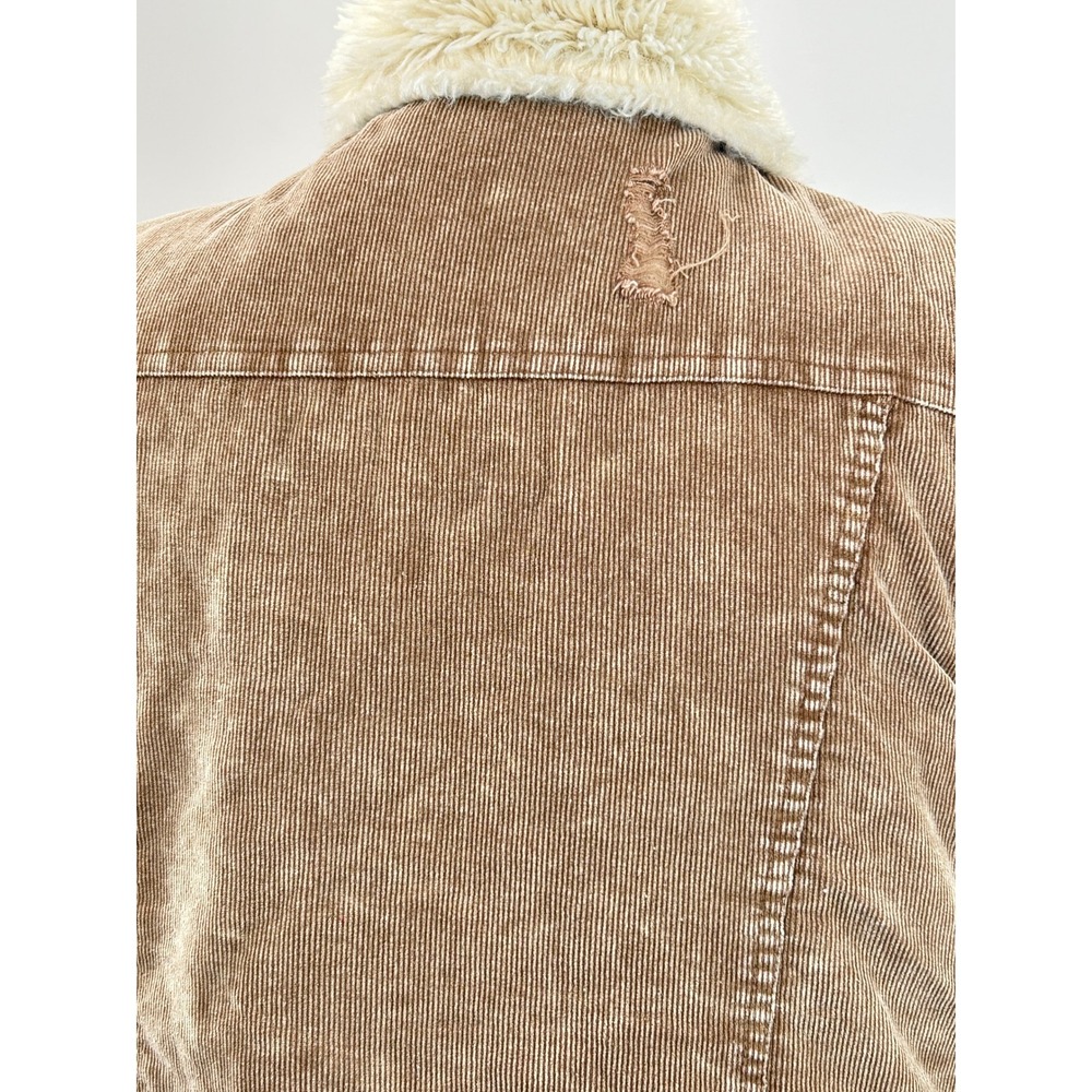 BKE Sherpa Lined Corduroy Vest Brown Distressed Western Cozy M - Picture 9 of 16